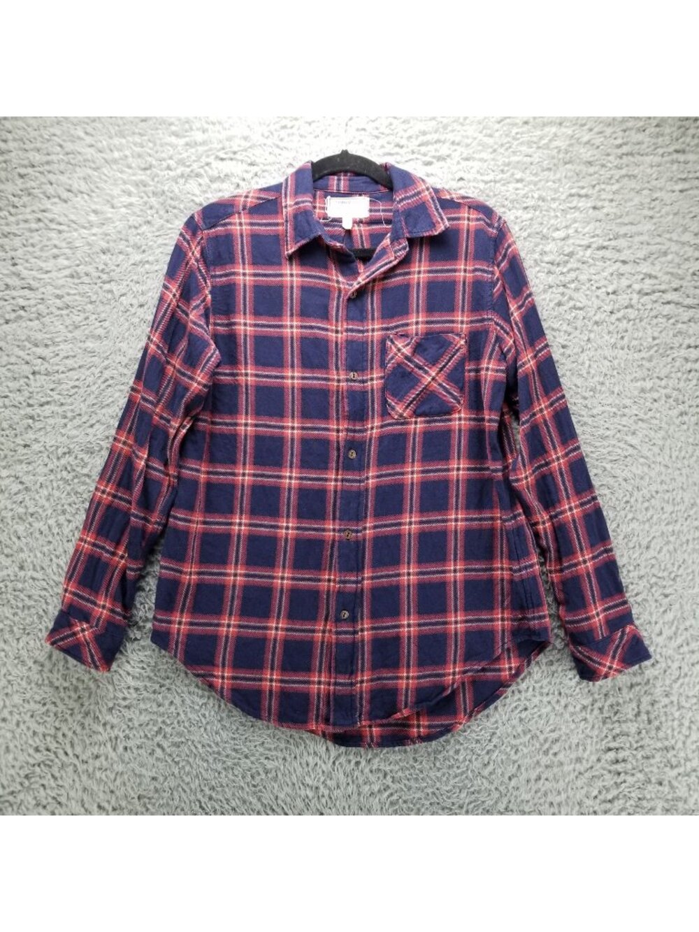 Current/Elliott Shirt Womens Large Blue & Red Flannel 100% Cotton Button Up